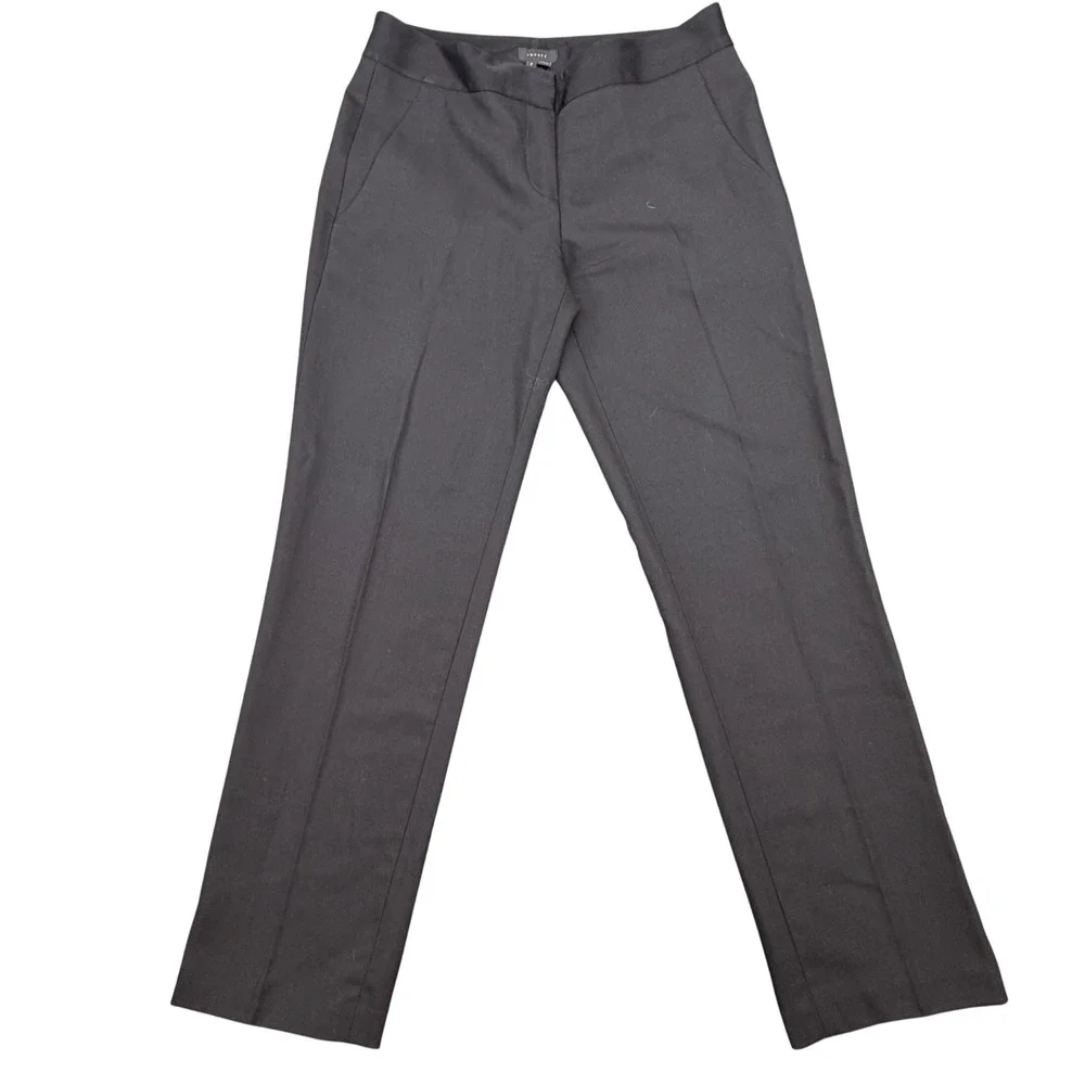 Theory Womens Black Wool Blend Straight Leg Dress‎ Pants Trousers Size 2